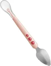 iplusmile Double Head Silicone Spoon Safe Feeding Tool for Boy Girl Puree Scraping Spoon with Compact Storage Box for Food Preparation and Training