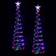 Macarrie 2 Pack 6 Ft Spiral Christmas Trees Outdoor Light Up Christmas Tree 1...