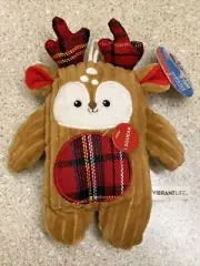 Dog Pet Toy Squeaker Chew Level 2 Holiday Xmas Soft Plush Red Tan Plaid Deer