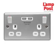 BG MC522U Metalclad Twin Switched Plug Socket with USB Sockets & Back Box