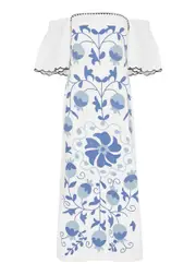 Lug Von Siga Aisha Uzbek Embroidered Linen Midi Dress - White - 34 (UK6 / XS) 34 (UK6 / XS)