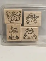 1999 Stampin Up Mount Set Holiday Helpers Christmas Reindeer Santa Elf Angel