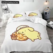 v795 Bed Sheets Duvet Cover Pompompurin Pillowcase Quilt Cover Needlework Bedding, Single Bed Double Bed Extra King Size Full Size Bedding Set 3-Piece