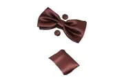 Mens Chocolate Brown Matching Bow Tie, Pocket Square & Cuff Links Set