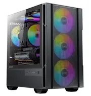 OKINO Cypres 3 ARGB Micro ATX Case, 4 × 120mm ARGB Non-PWM Case Fans Pre-Installed, MATX PC Case, Temper Glass Side Panel, with Type-C, Black