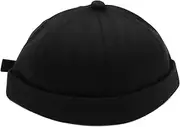 [Sarini] Men'S Bucket Hat Vintage Fashion Adjustable Docker Hat Beanie Men'S Hat Beanie Curled Brim Hat (Black)