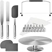Kenwood Pastry Decorating Set, Stainless Steel Cake Tray, Spatulas, Pastry Bag and Stainless Steel Decoration Sleeve, KWSD100