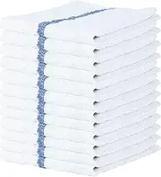 [SOFT TEXTILES] Bar Mop Towels -16x19 Inches Kitchen Towels, 100% Cotton, Super Absorbent Bar Towels, Multi-Purpose Rags for Home, Kitchen and Bar Cleaning Blue Stripe Pack of 12