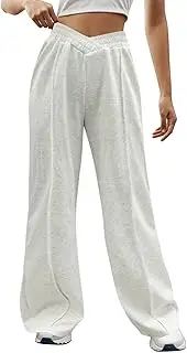 [Generic] Women's Yoga Sweatpants Baggy High Waist Open Bottom Straight Wide Leg Pants Comfy Elastic Flared Pants with Pockets