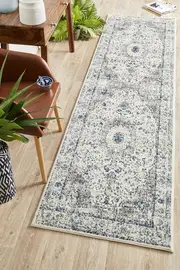Summon Mist White Transitional Runner Rug
