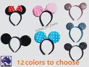 MICKEY MINNIE MOUSE EARS HEADBAND PARTY COSTUME BOW FANCY DRESS 7 COLOURS OPTION