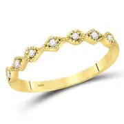 14k Yellow Gold Round Diamond Stackable Band Ring 1/10 Cttw