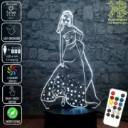 BARBIE IN GOWN 3D LED Battery USB Night Light Colour Changing Room Lamp