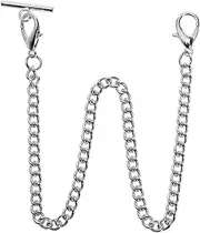 [EMSea] Pocket Watch Albert Vest Chain with T Bar & Lobster Clasps Plating 14 Inch Classic Metal Watch Chain Link & Pocket Watch Stand Single Link Vest Belt