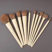 Makeup Brushes,Makeup Brush Set,10 PCS Travel Make Up Brush Kit,Cosmetic Brushes for Face Foundation Blush Eye Shadow (Beige)