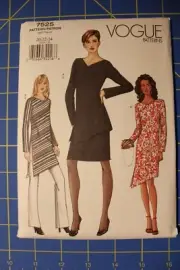 Vogue Pattern #7525 Size 20-22-24 Misses Dress, Tunic, Skirt & Pants