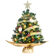 60 cm Small Mini Table top Christmas Tree with LED Lights, Christmas Tree Decorated Gift Boxes and Hanging Ornaments for DIY Christmas Decoration, Green