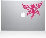 The Decal Guru Winged Fairy MacBook Decal Vinyl Sticker - 13" MacBook Air - Pink