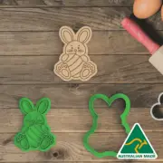 Bunny Holding Easter Egg Cookie Cutter And Embosser Stamp