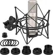 Geekria for Creators Microphone Shock Mount Compatible with Rode NT-USB, NT1-A, NT2-A, NT1000, NT2000, Procaster, Mic Anti-Vibration Suspension Adapter Clamp Mic Holder Clip (Black/Metal)