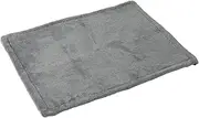 Charlie's Sensory Double-Sided Aluminium Cotton-Covered Insides Pet Dog Cat Reversible Faux Fur Winter Rug Blanket Long Hair Design - Blue Grey Trim - Medium 100x80cm