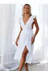 Hello Molly White Give Me An Answer Midi Wrap Dress S/4