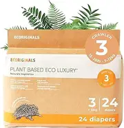 Ecoriginals - 24 Eco Crawler Nappies - Baby Nappy with 100% Plant-based Layers, Disposable & Hypoallergenic Baby Essentials for Kids - Secure Fit Baby Nappies Size 3 (7-12Kg), 1 Pack
