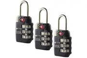3x Lewis N Clark TSA Lock Combination Travel Luggage Padlock - Black