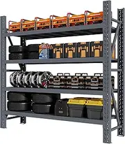 SKYTECK 2M x 1.8M Heavy Duty Metal Garage Shelving Warehouse Racking 4Tier Steel Storage Racks for Garage Storage Shelvings Adjustable Assembly Easy Storages Unit System (Charcoal)