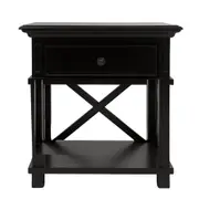 [Florabelle Living] Sorrento Hamptons Bedside Table W/Drawer Black