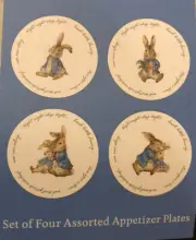 PETER RABBIT EASTER SET OF 4 ASSORTED APPETIZER PLATES BEATRIX POTTER