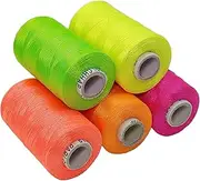PRANSUNITA Fluorescent Neon Shade Hand & Machine Embroidery Silk Shiny Thread - for Jewelry Designing, Embroidery, DIY, Tassel Making -300 MTS Each - Fast Color- 5 pcs Multicolor