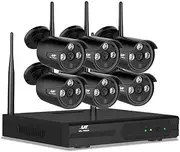 Wireless Camera Security,8CH 1080P Wi-Fi Video Surveillance System,6pc Outdoor/Indoor IP Cameras,20M Night Vision,HDMI and VGA Output,Easy Remote View,Motion Detection,Email Alarm