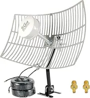 5G MIMO Antenna 4G LTE Outdoor 2x2 MIMO Parabolic Antennas Directional WiFi Antenna Long Range for 5G 4G LTE WiFi Hotspot Modem Router 698-6000MHz 30dBi with SMA TS9 Cable Pole(Full kit)