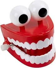 Wind-up Chattering Toy Chomping Teeth Plastic Red Props with Eyes for Party Christmas Halloween Favors Wind-up Chattering Toy