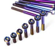 6pcs M6 * 10/15/20-70/75/80-110/120mm Burn blue Titanium Screws Flange Head Bolt