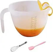 Multifunction Egg Funnel Bowl | Funnel Egg Bowl - Egg Strainer Funnel Bowl, 1000ml Egg Beater Measuring Cup, Baffle Design Baking Tool for Baking, Cooking, Rice Washing, and Other Scenes