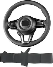 Yeolpise Hand Sewn Microfiber Leather Steering Wheel Cover on Wrap,Fit for 2017 2018 Mazda 3/2017-2020 Mazda CX-5 Mazda 6/2016-2020 CX-9/2018 2019 2020 CX-3
