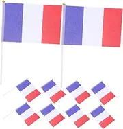 FUNNETOYU Polyester Mini France Desk Flag French Decorative Table Flag Rod for Office Classroom Decor