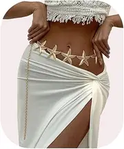 [WFik] Gold Big Starfish Waist Chain Belt Bikini Body Chains Jewelry Summer Beach Boho Silver Starfish Waist Belly Chain Adjustable Metal Link Belly Belt for Women
