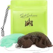 SubSahara African Net Sponge Authentic - 2 Pieces Exfoliating Scrubber for All Skin Types, Ideal for Face & Body Daily Use, Durable, Gentle Exfoliation (Green & Brown)