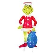 LED Grinch Outdoor Christmas Stealing Lights Glowing Yard Stakes Festive Decor Holiday Illumination Ornaments Fun Display