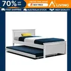 Bed Frame King Single Wooden Trundle Daybed White Furniture Bedroom Sleep 07-AB