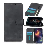 For iPhone 12 Pro Max Case, Retro Texture PU + TPU Folio PU Leather Case Wallet, Black