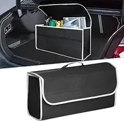 HIAHXC Car Boot Organiser Bag, Foldable Car Boot Organiser Storage, Anti Slip Felt Car Boot Tidy Bag for Organiser Car Tools & Interior Declutter - Suitable for All Vehicles (Black, Large)