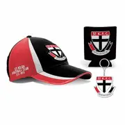 St Kilda Saints AFL Can Cooler Hat Cap and Key Ring Pack