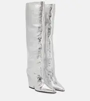 [Paris Texas] Paris Texas Jane metallic leather knee-high boots AU 5 silver