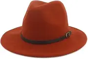 [Hcclijo] Wool Felt Fedora Hat Vintage Wide Brim Jazz Cap Popular Headwear Trilby Hats