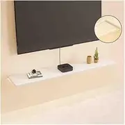 tv Stand Unit Floating TV Shelves, 63.0/70.8" Wall-Mounted TV Shelf with LED Light, Modern Solid Wood Storage Shelves Wall Shelf Unit Under TVs Living Room Furniture(White,160cm)