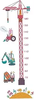 Kisangel 2Pcs Cartoon Tower Crane Pattern Wall Stickers Durable Height Chart Decals for Room Easy Apply Remove Wall Decoration